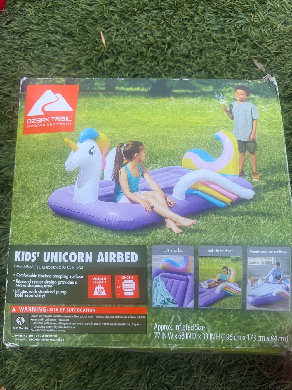 Ozark Trail Purple Kids' Unicorn Airbed with Multicolor Mane